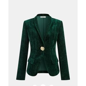 Commense Metal Button Velvet Blazer/Velvet High-Waisted Shorts/ Set Sz XS